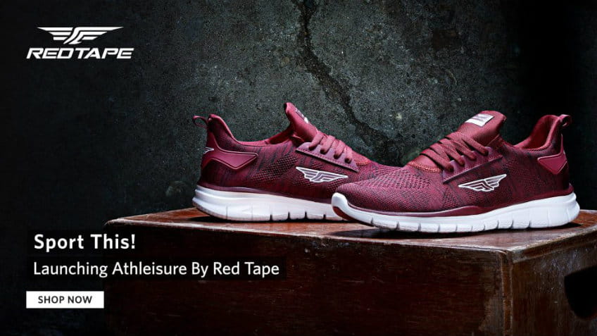 red tape red sports shoes